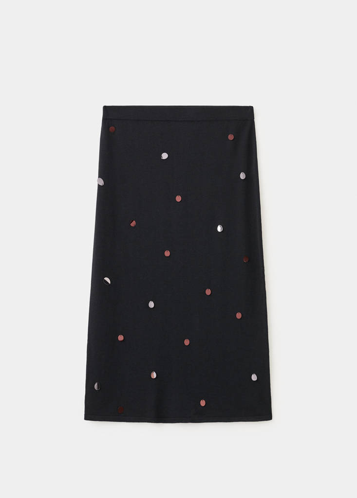 Midi sequin knit skirt — Black