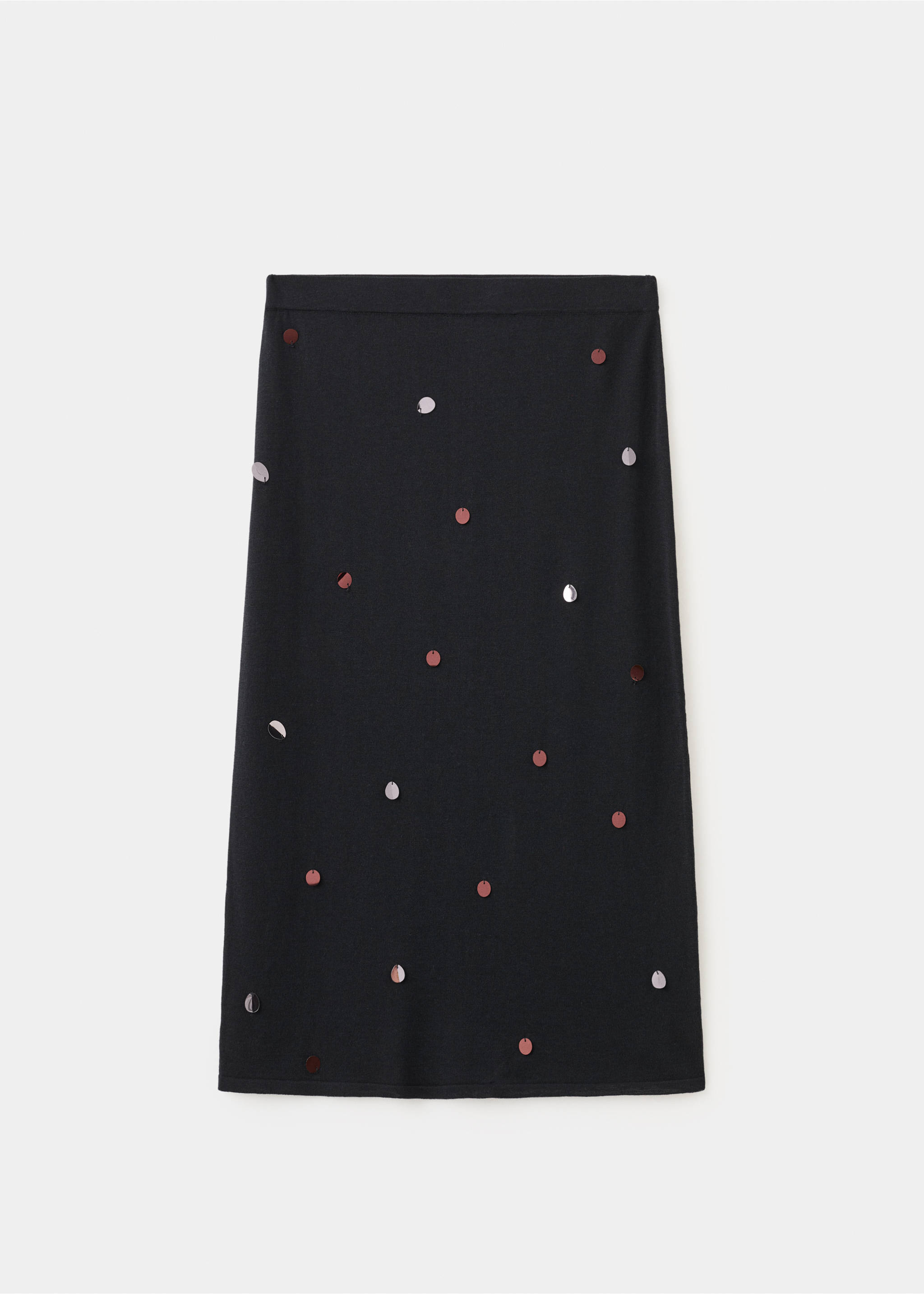 Fine knit sequin skirt - Article without model, Black. Ref: 37051381-00.