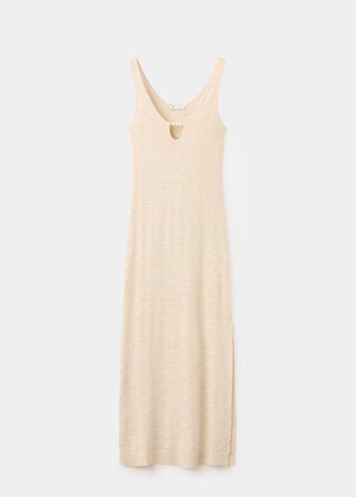 Knit dress with bead embellishments — Gold