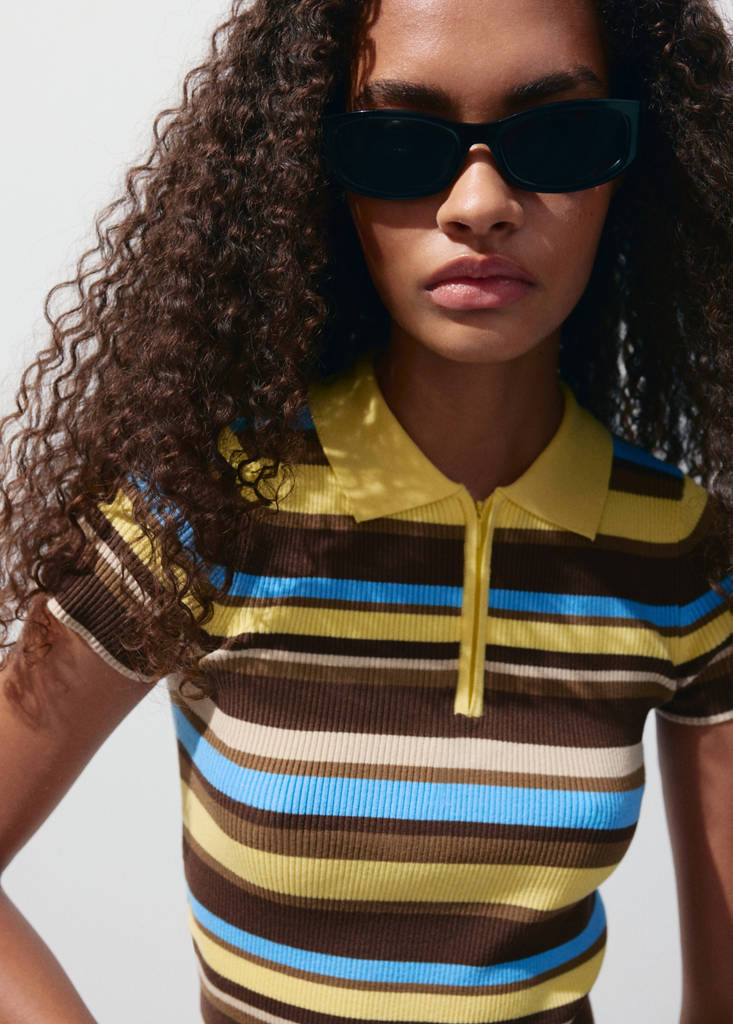 Striped rib sweater — Pastel Yellow