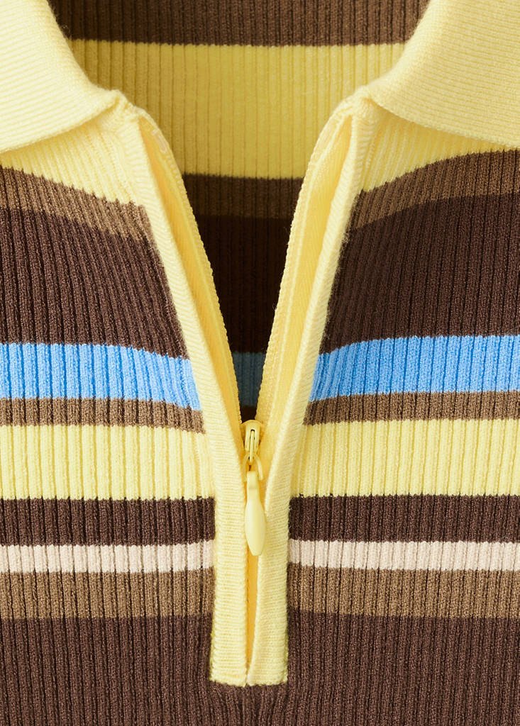 Striped rib sweater — Pastel Yellow