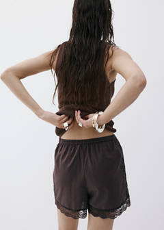 Straight shorts with lace detail — Brown 3