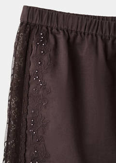 Straight shorts with lace detail — Brown 6