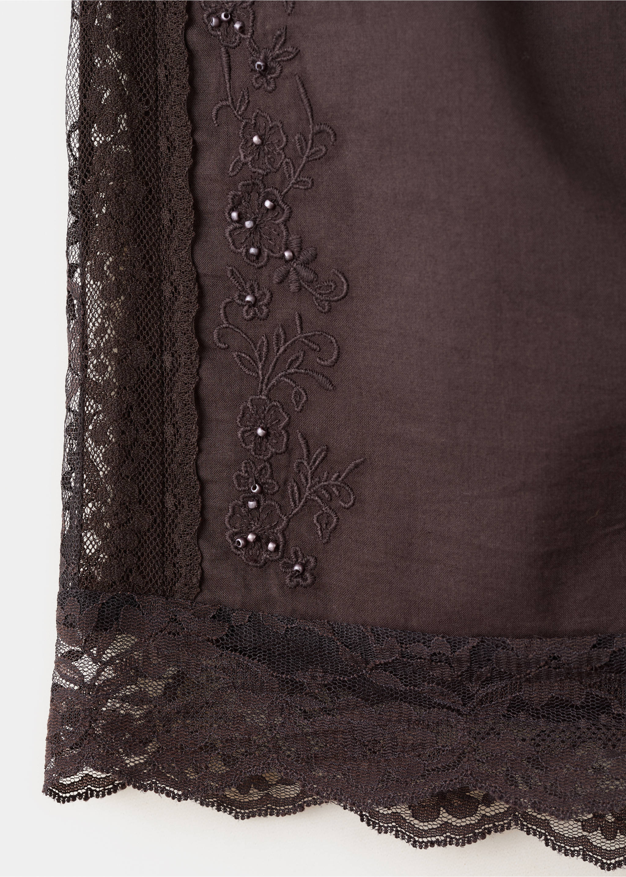 Straight shorts with lace detail - Details of the article 0, Brown. Ref: 37051386-00.