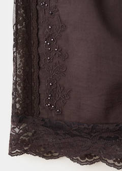 Straight shorts with lace detail — Brown 7