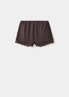Straight shorts with lace detail — Brown 5
