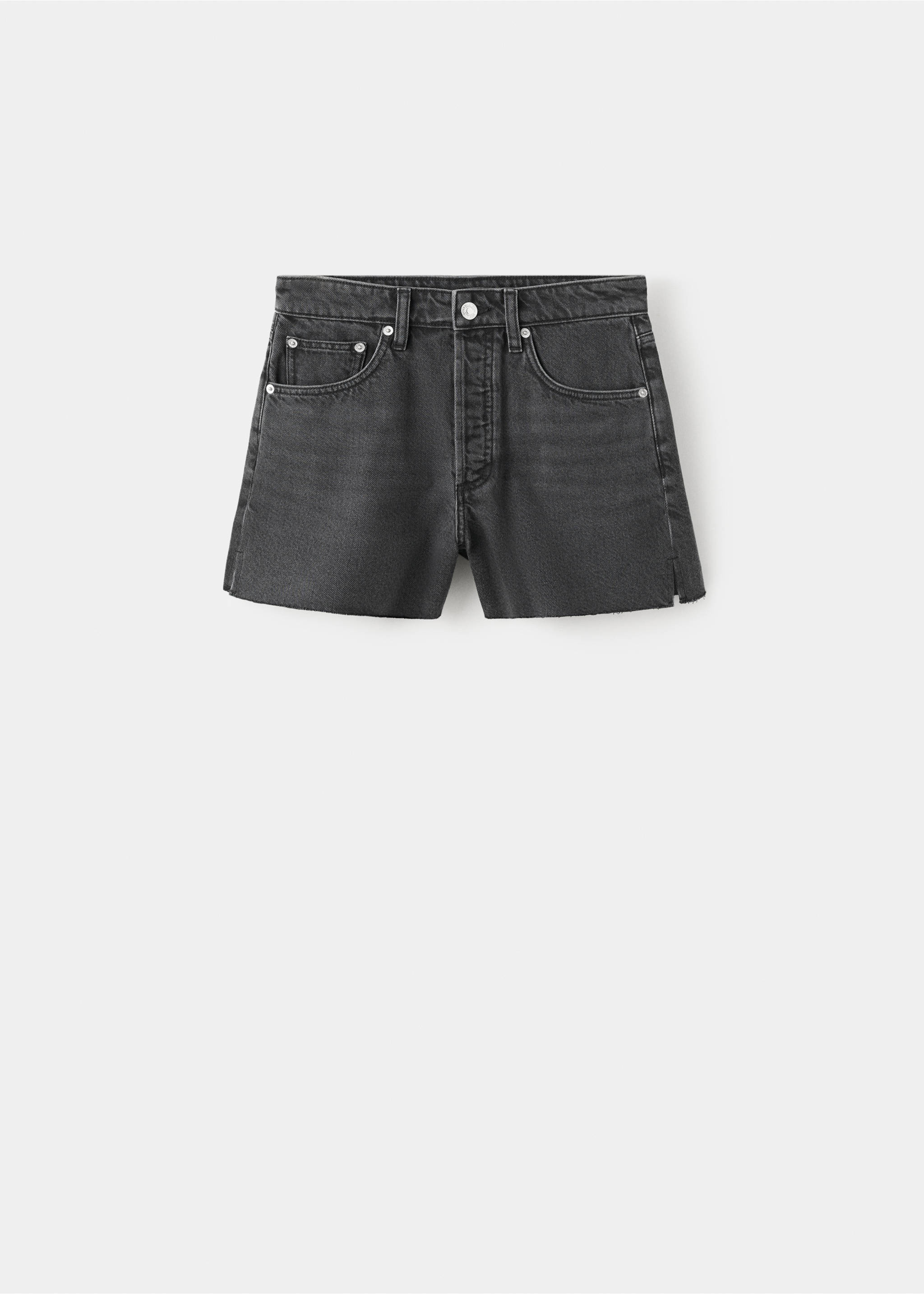 Denim shorts with frayed hem - Article without model, Black denim. Ref: 37051387-00.