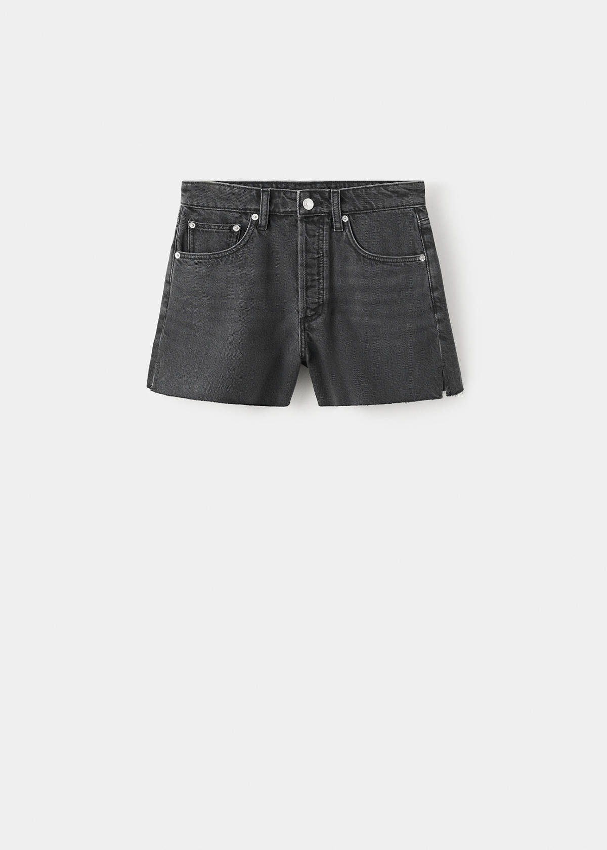 Denim shorts with frayed hem — Black denim