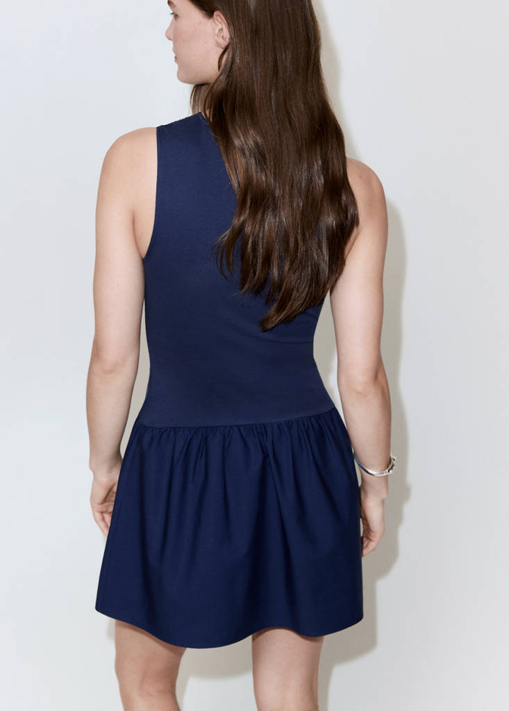 Smocked cotton dress — Night Blue