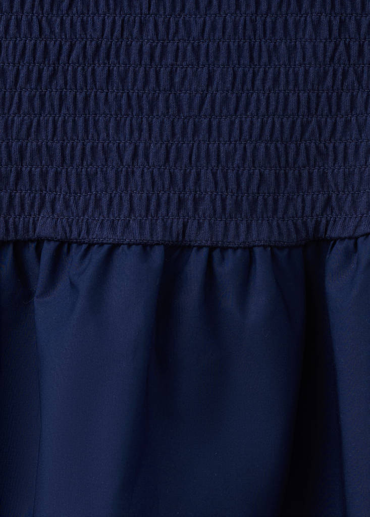 Smocked cotton dress — Night Blue