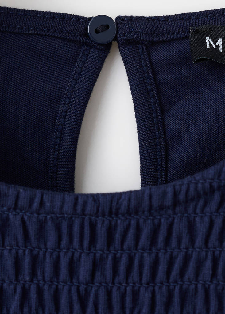 Smocked cotton dress — Night Blue