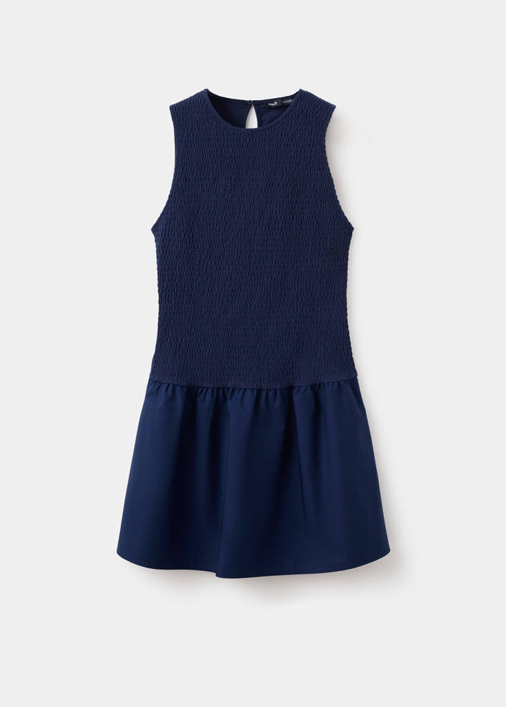 Smocked cotton dress — Night Blue