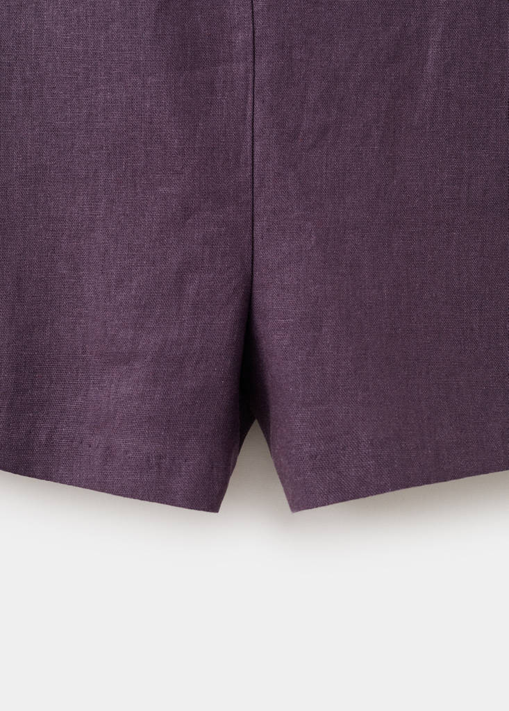 Linen jumpsuit with open back — Purple