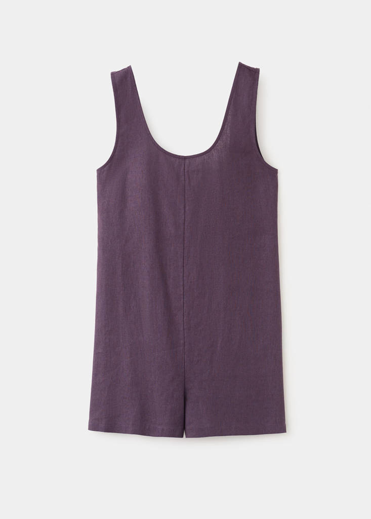 Linen jumpsuit with open back — Purple