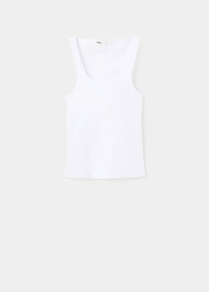 Fitted spaghetti strap top — White