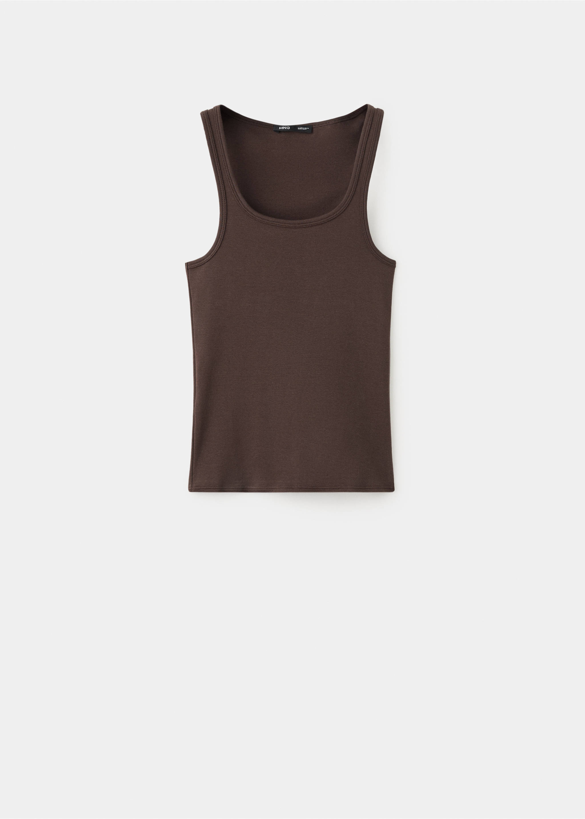 Ribbed semi-transparent top - Article without model, Brown. Ref: 37051390-00.