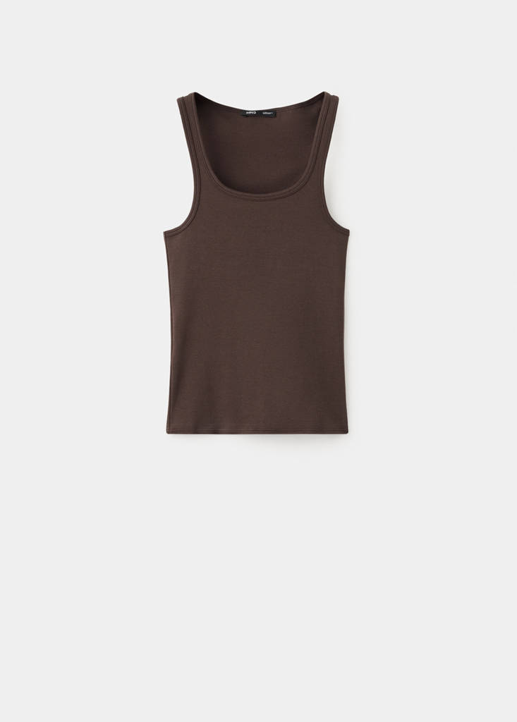 Fitted spaghetti strap top — Brown