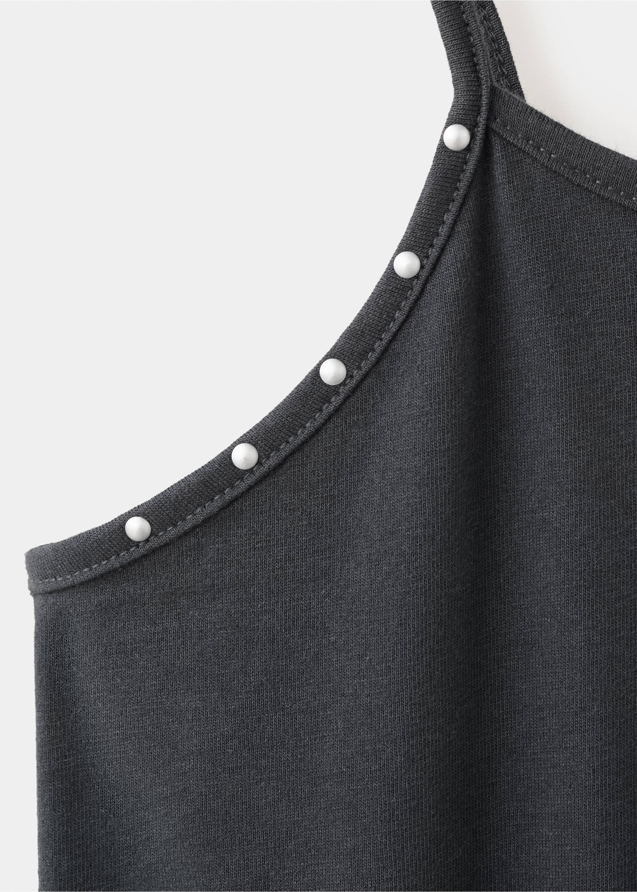 Cotton studded playsuit - Details of the article 0, Charcoal. Ref: 37051393-00.