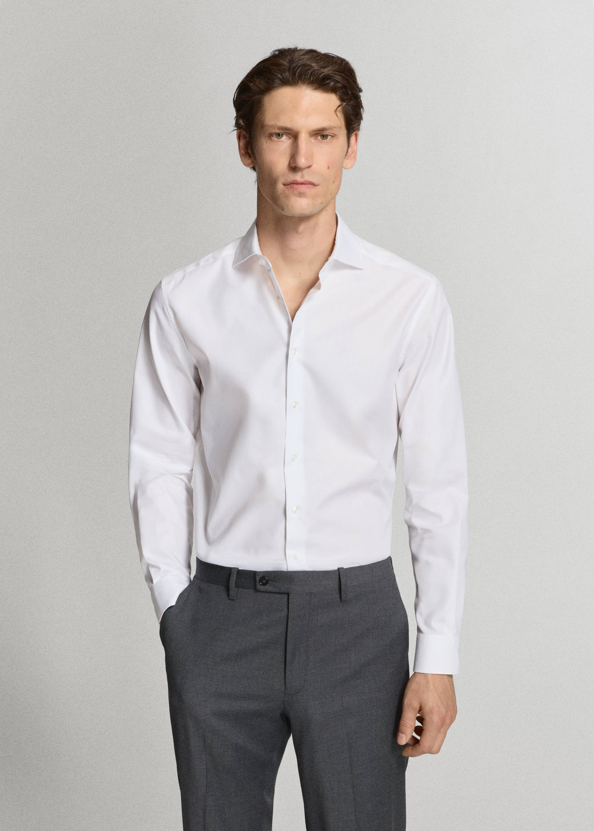 100% cotton regular fit suit shirt - Medium plane