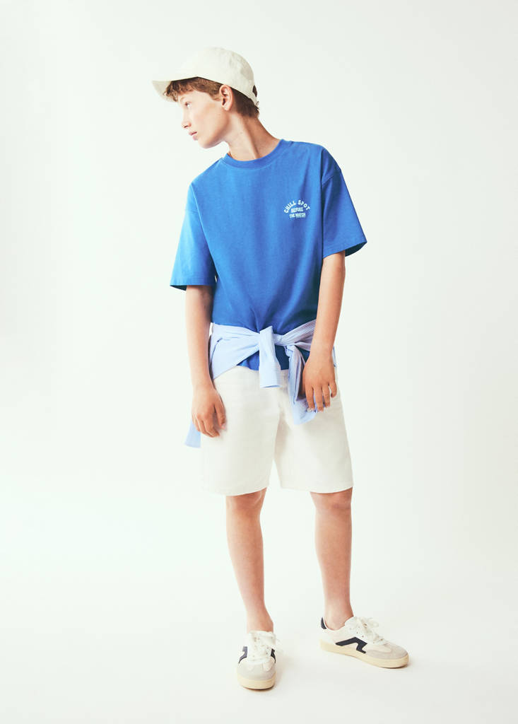 Oversized printed cotton T-shirt — Blue