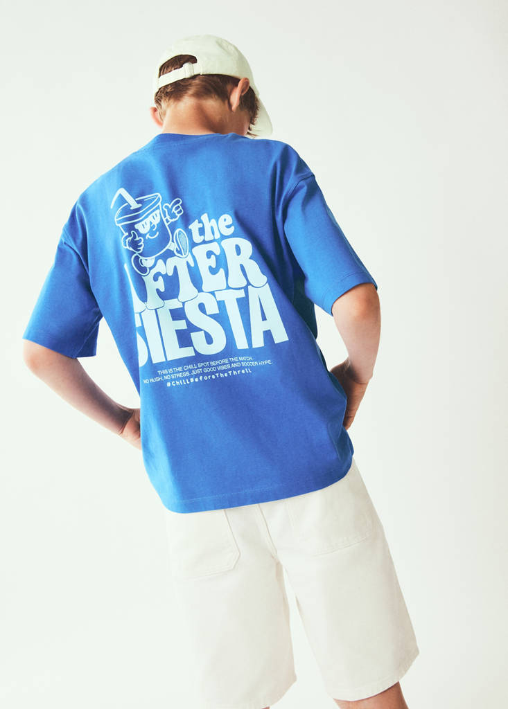 Oversized printed cotton T-shirt — Blue