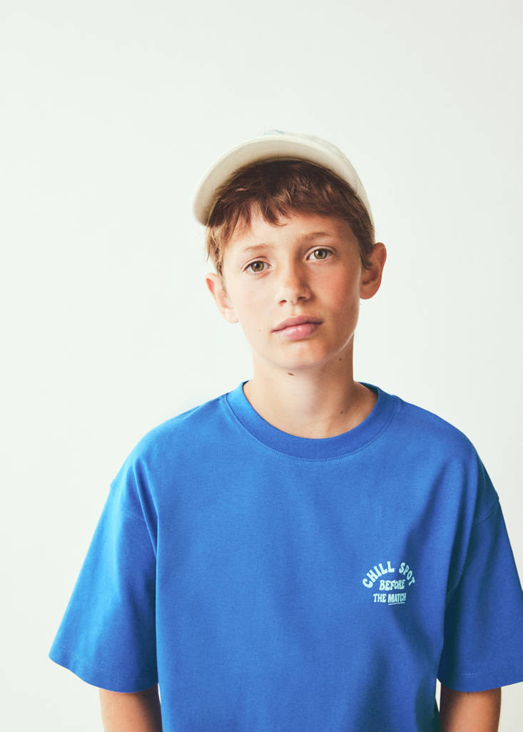 Oversized printed cotton T-shirt — Blue