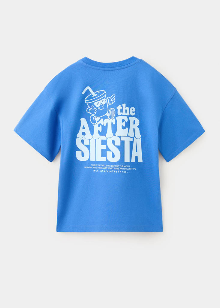 Oversized printed cotton T-shirt — Blue