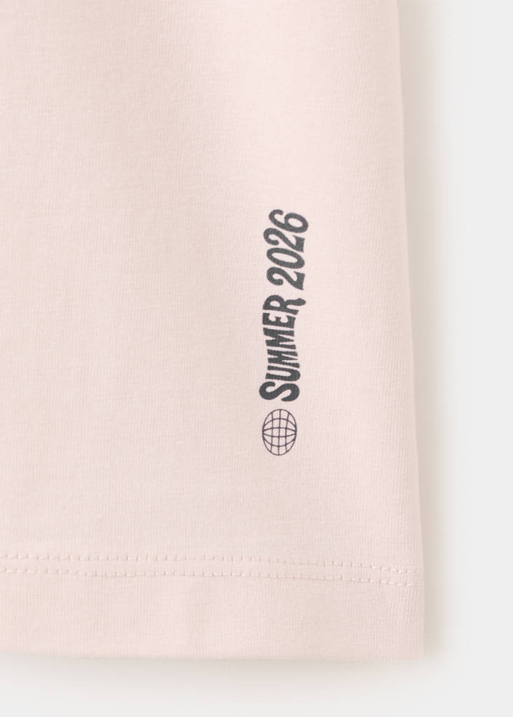 Oversized printed cotton T-shirt — Pink
