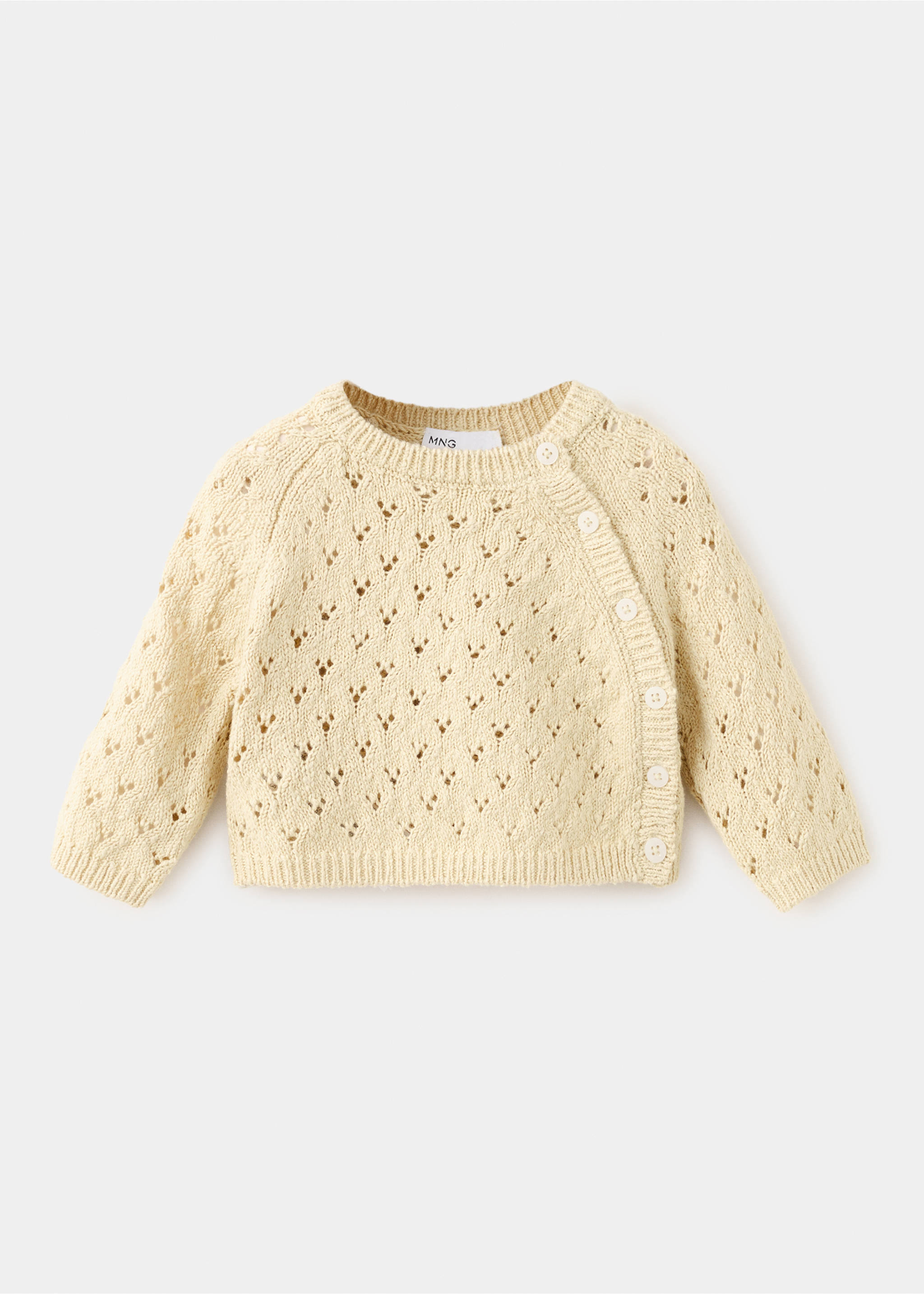Openwork knit sweater - Article without model, Mustard. Ref: 37051401-00.