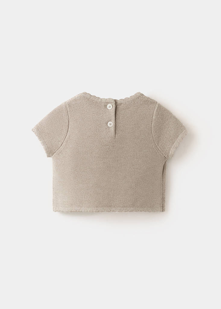 Fine-knit T-shirt — Medium Brown