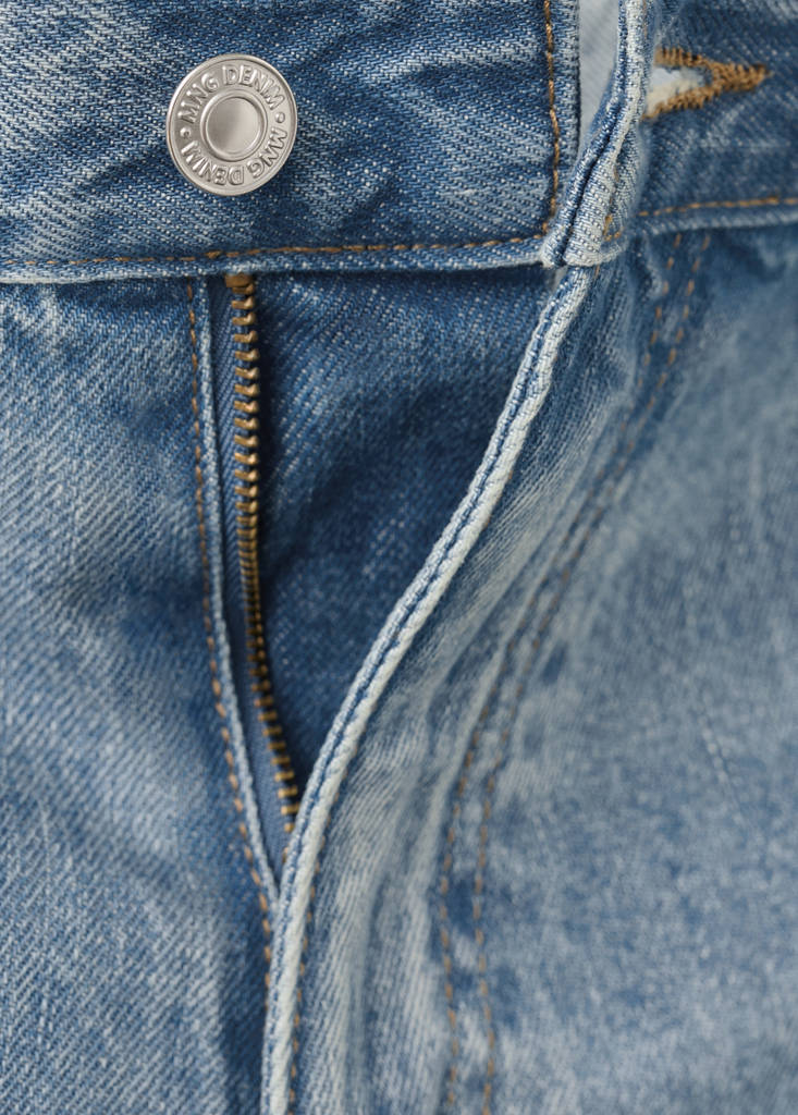 Straight-fit denim bermuda shorts — Medium Blue