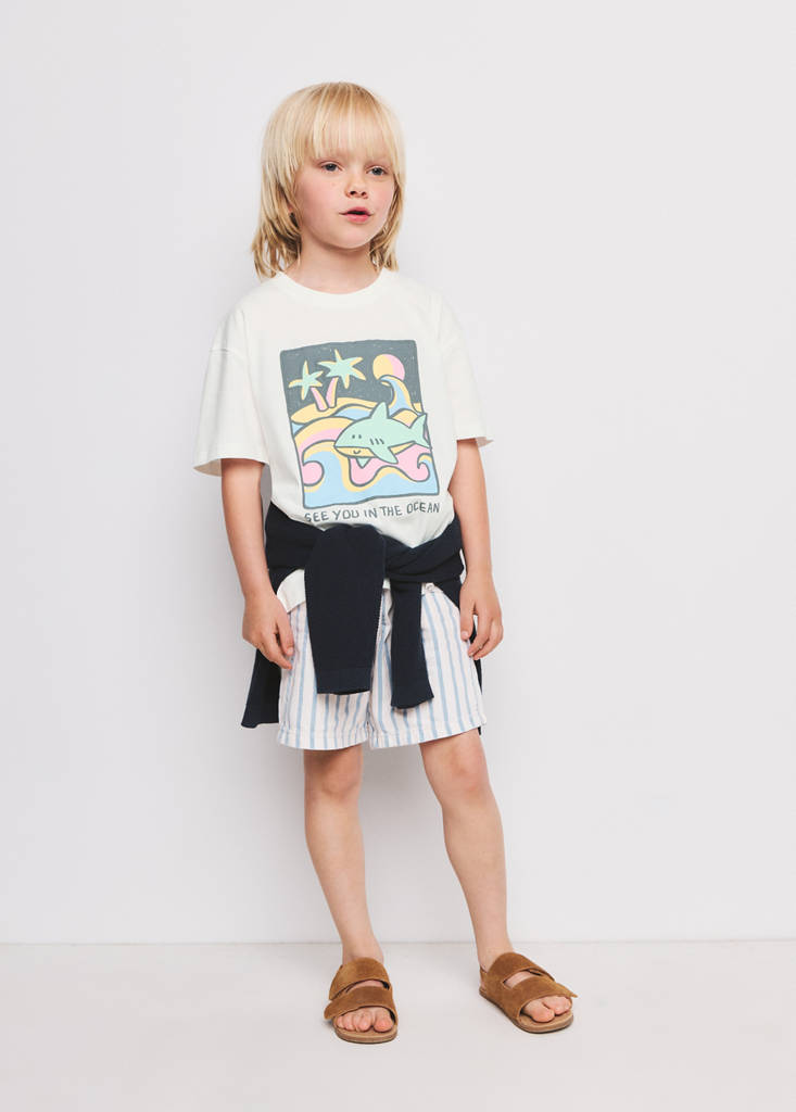 Printed cotton-blend t-shirt — White