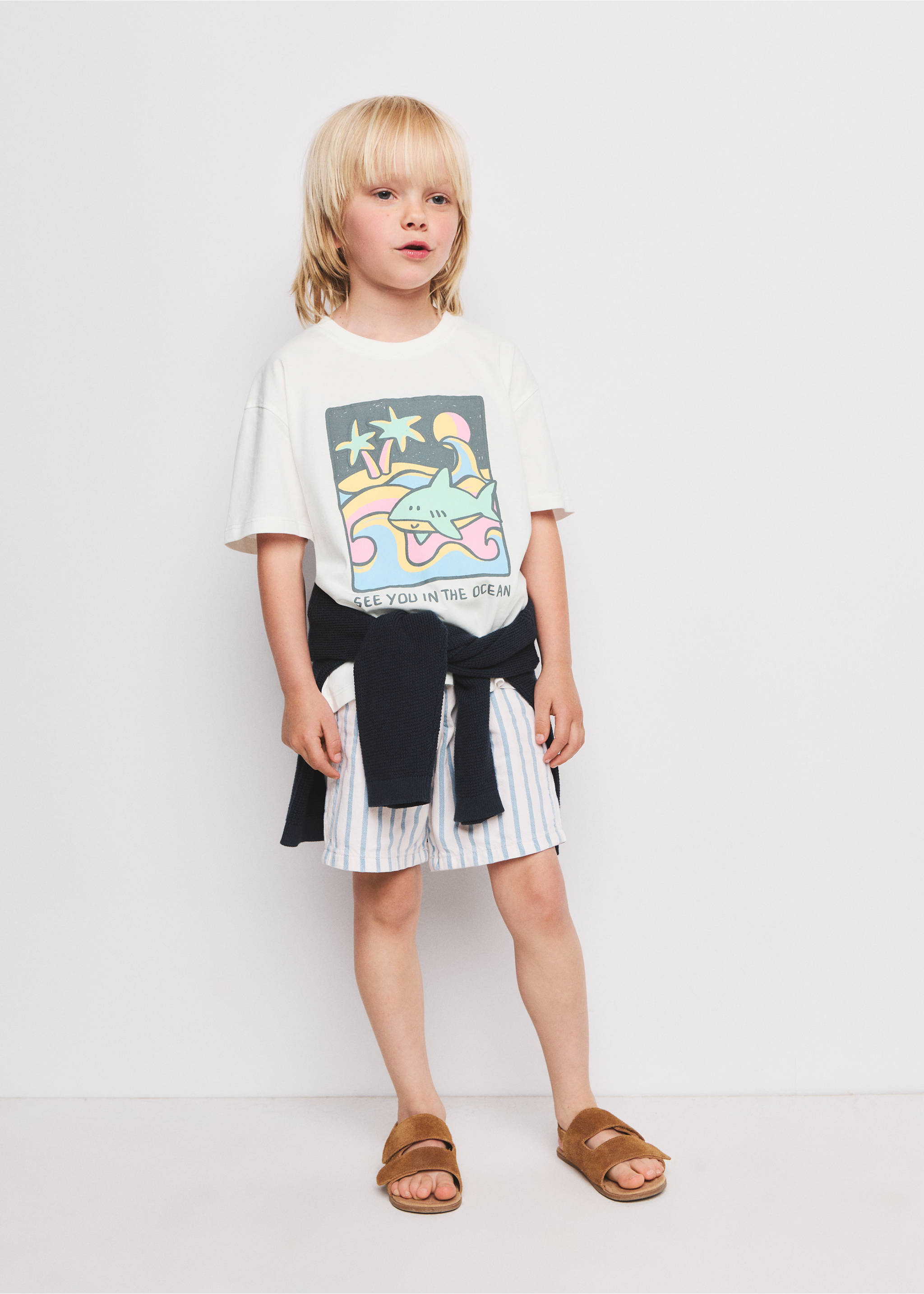T-shirt en coton imprimé - Plan général, Blanc. Ref: 37051409-00.