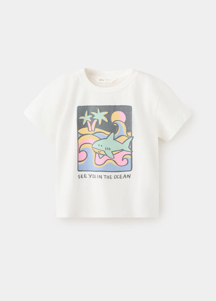 Printed cotton-blend t-shirt — White