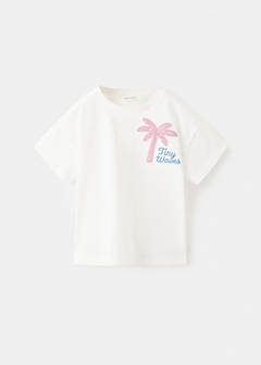 Embroidered palm tree T-shirt with back slit — Off White 2