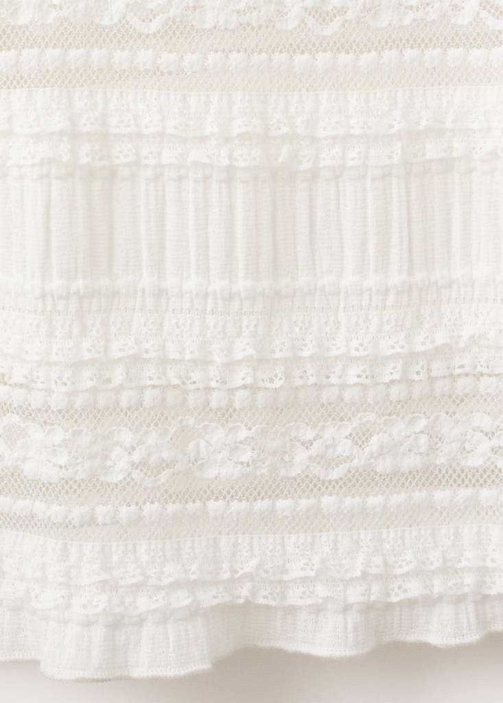 Long lace skirt — White