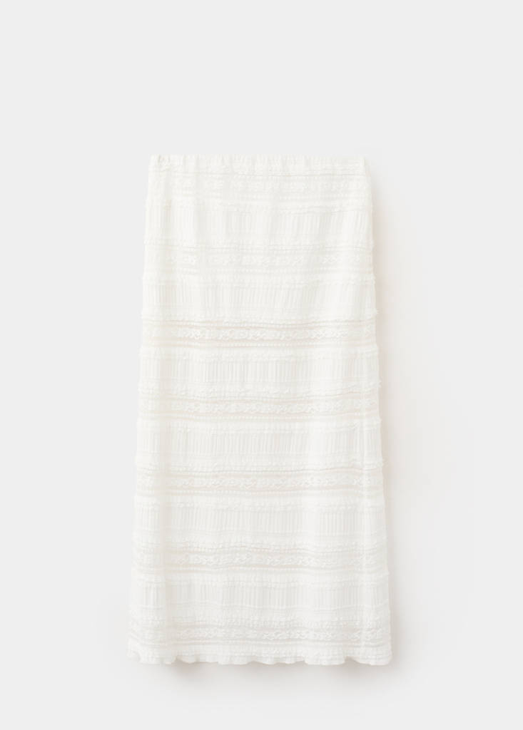 Long lace skirt — White