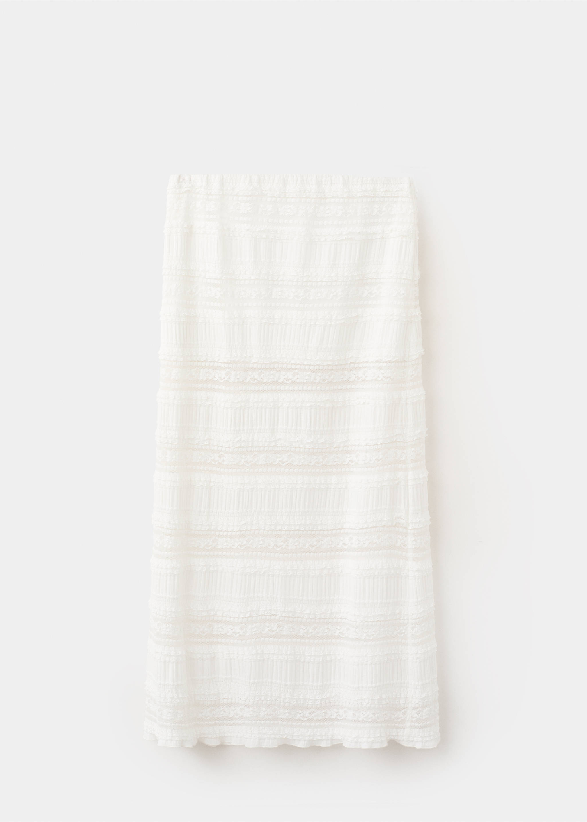 Long lace skirt - Article without model, White. Ref: 37051412-00.