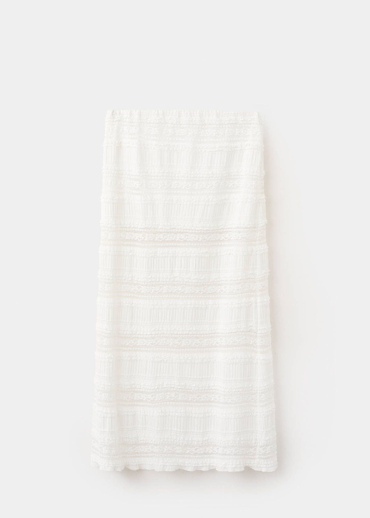 Long lace skirt — White