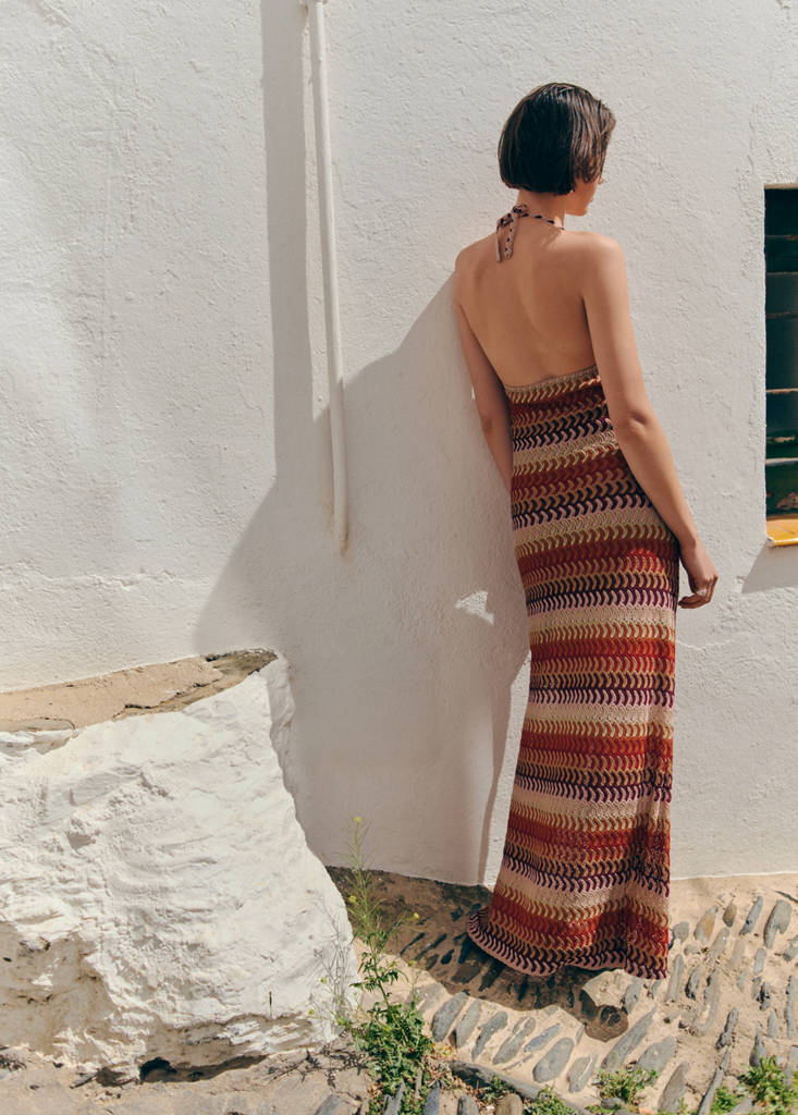 Open back crochet dress — Orange