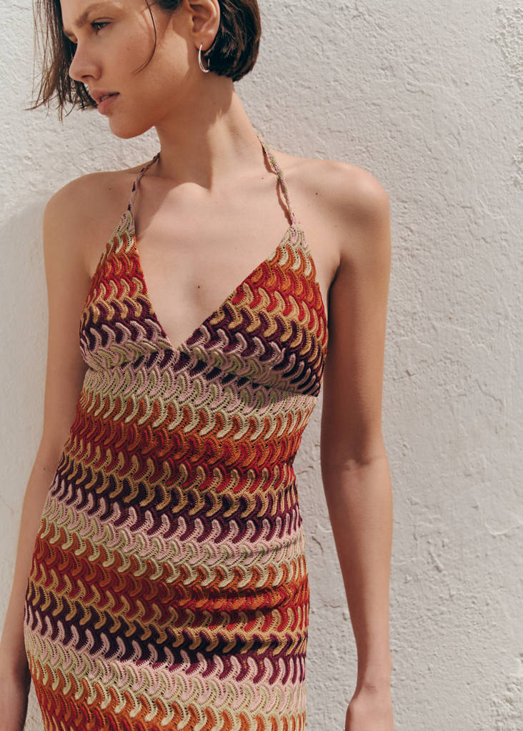 Open back crochet dress — Orange