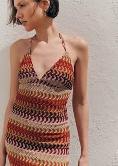 Open back crochet dress — Orange 4