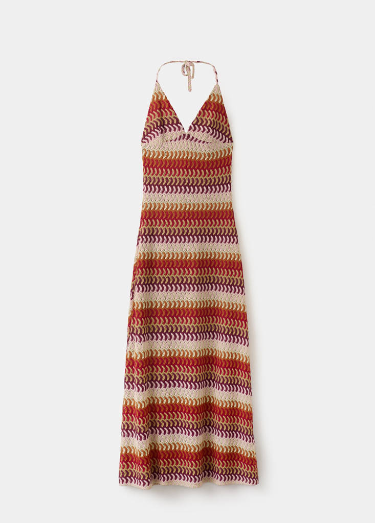 Open back crochet dress — Orange