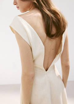 Linen midi-dress with belt — Ecru 6