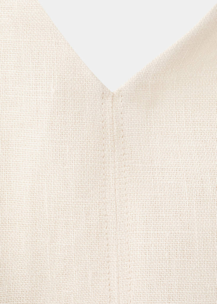 Linen midi-dress with belt — Ecru