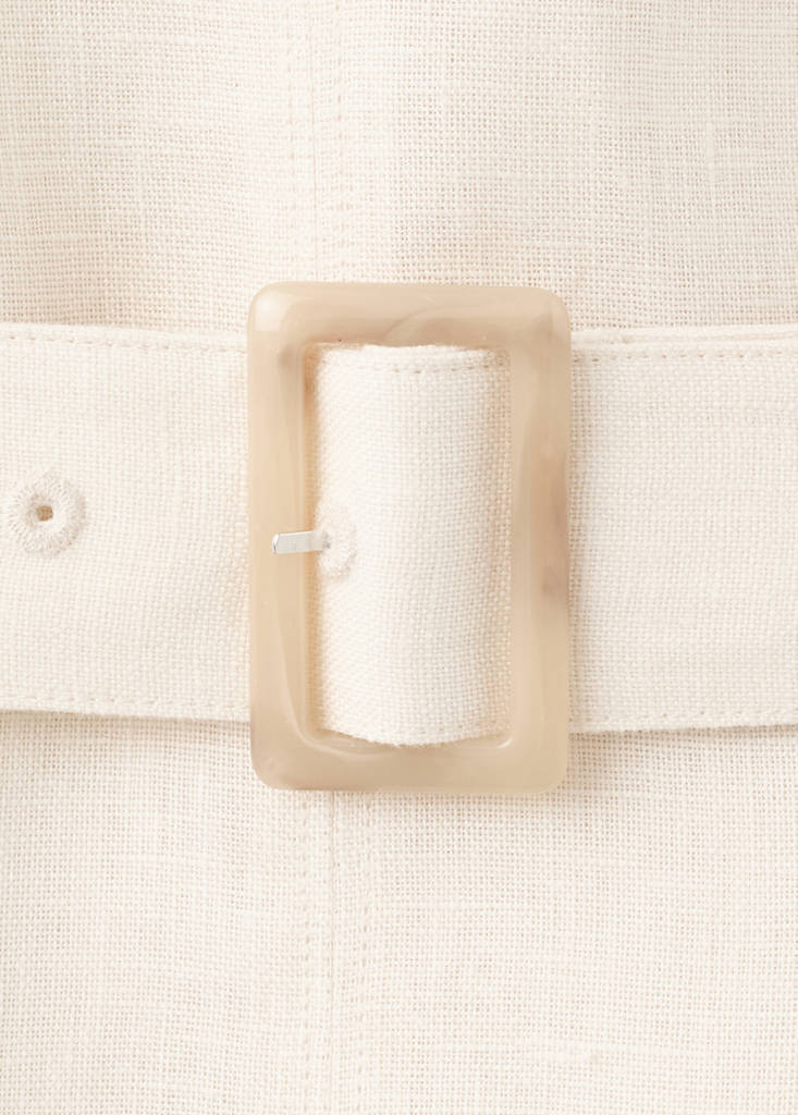 Linen midi-dress with belt — Ecru