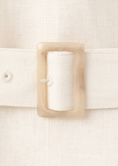 Linen midi-dress with belt — Ecru 10