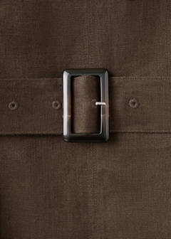 Linen midi-dress with belt — Chocolate 7