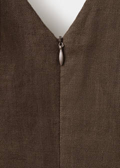 Linen midi-dress with belt — Chocolate 9