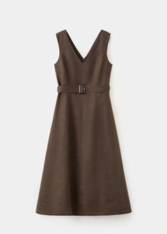 Linen midi-dress with belt — Chocolate 6